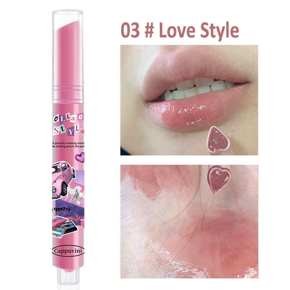 KIMLUD, Jelly Mirror Lipstick Makeup Love Shape Waterproof Non-stick Cup Solid Lip Gloss Clear Long Lasting Moisturizing Lipstick Pen, A03 Love Style, KIMLUD Womens Clothes