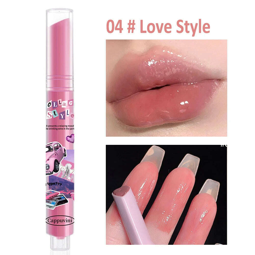KIMLUD, Jelly Mirror Lipstick Makeup Love Shape Waterproof Non-stick Cup Solid Lip Gloss Clear Long Lasting Moisturizing Lipstick Pen, A04 Love Style, KIMLUD Womens Clothes