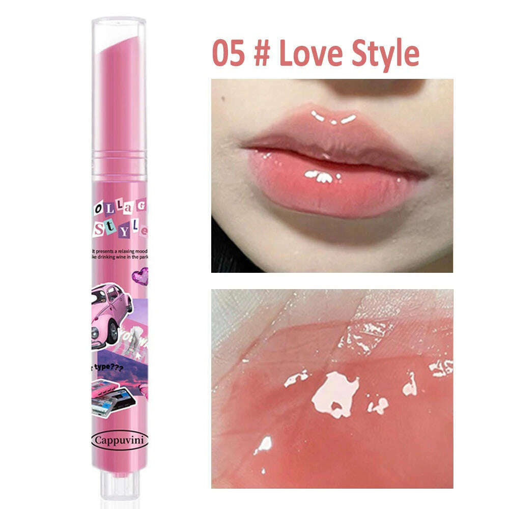 KIMLUD, Jelly Mirror Lipstick Makeup Love Shape Waterproof Non-stick Cup Solid Lip Gloss Clear Long Lasting Moisturizing Lipstick Pen, A05 Love Style, KIMLUD Womens Clothes