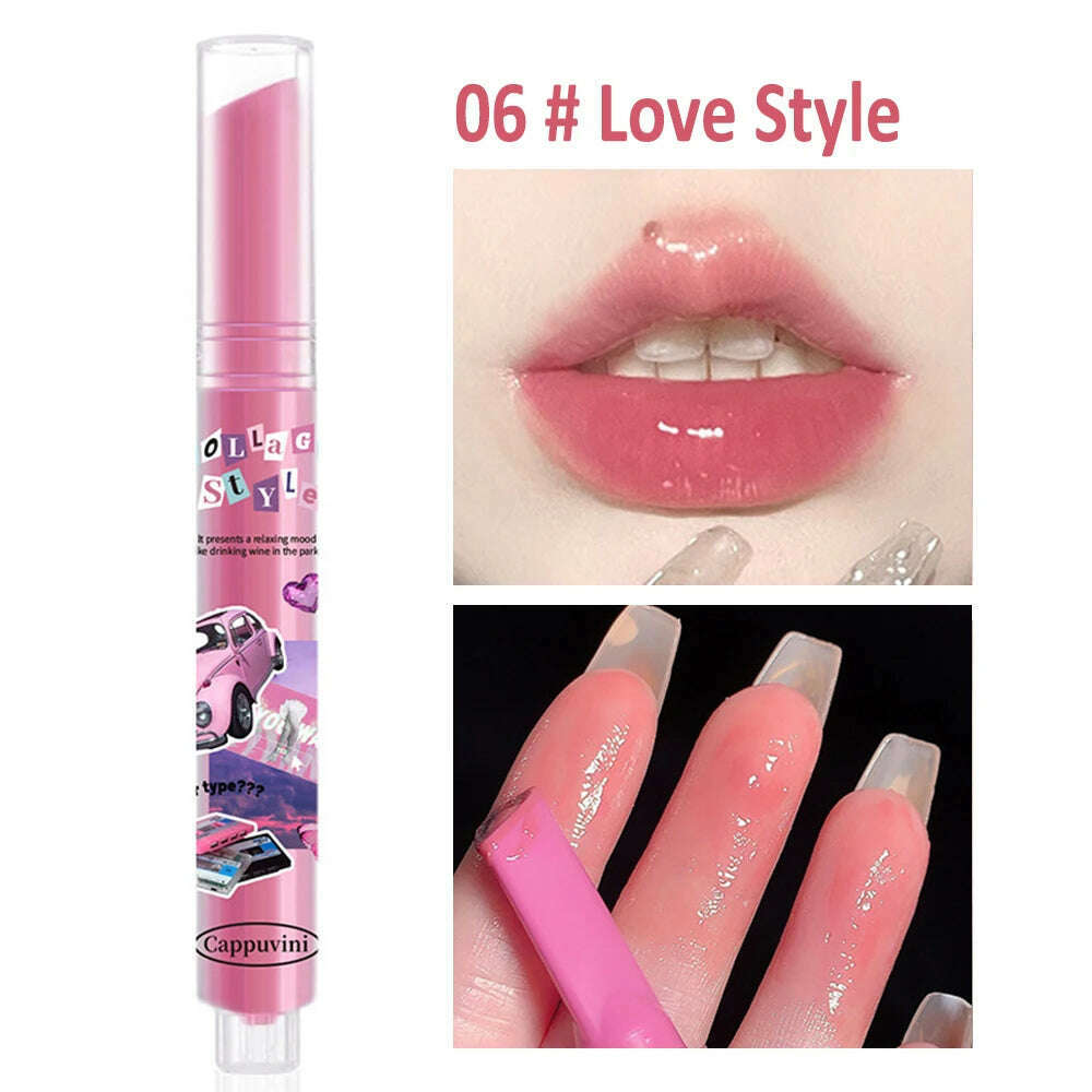 KIMLUD, Jelly Mirror Lipstick Makeup Love Shape Waterproof Non-stick Cup Solid Lip Gloss Clear Long Lasting Moisturizing Lipstick Pen, A06 Love Style, KIMLUD Womens Clothes