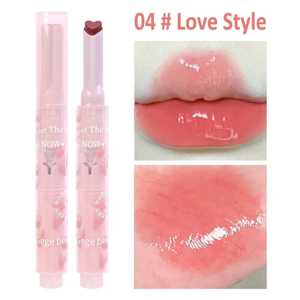 KIMLUD, Jelly Mirror Lipstick Makeup Love Shape Waterproof Non-stick Cup Solid Lip Gloss Clear Long Lasting Moisturizing Lipstick Pen, B04 Love Style, KIMLUD Womens Clothes