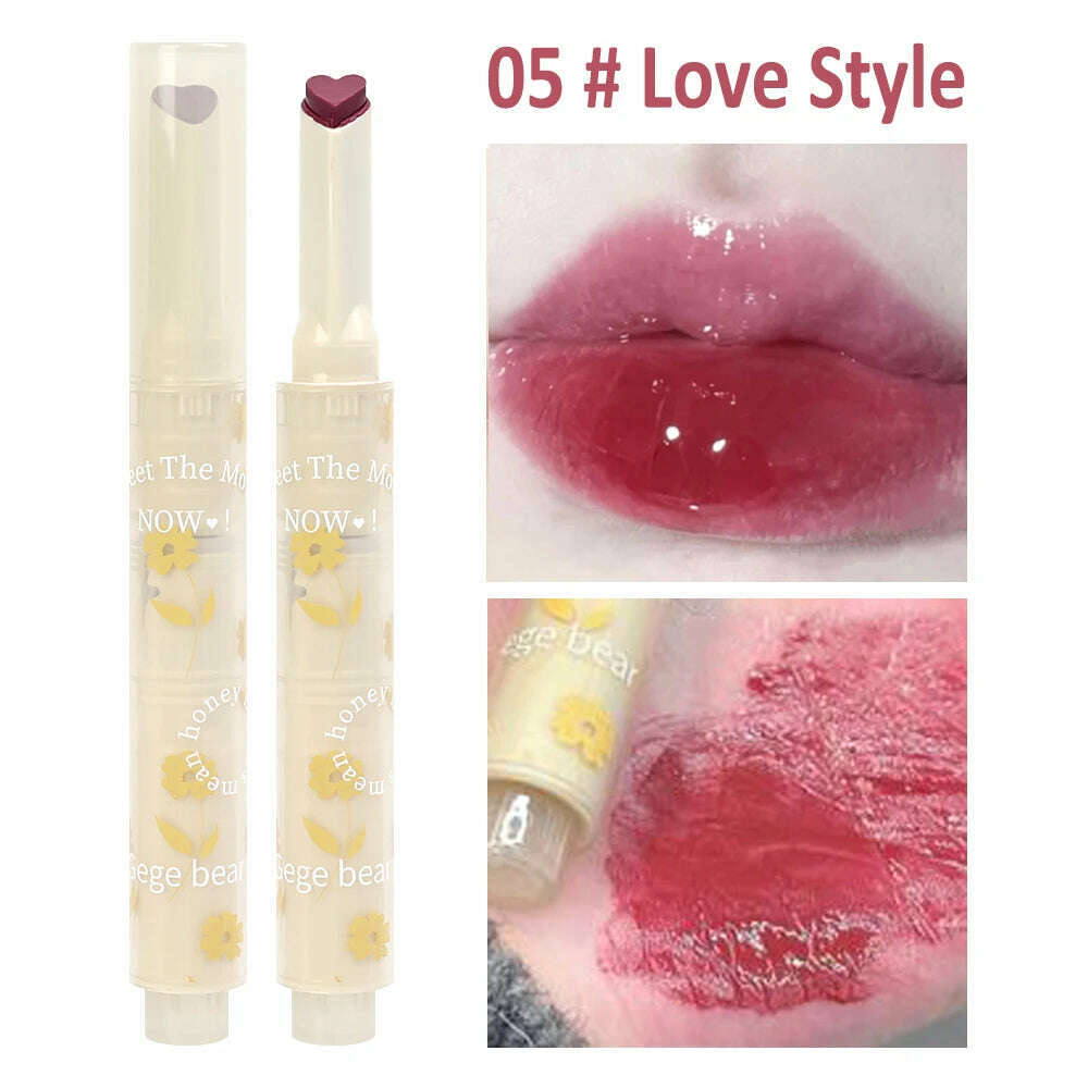KIMLUD, Jelly Mirror Lipstick Makeup Love Shape Waterproof Non-stick Cup Solid Lip Gloss Clear Long Lasting Moisturizing Lipstick Pen, B05 Love Style, KIMLUD Womens Clothes