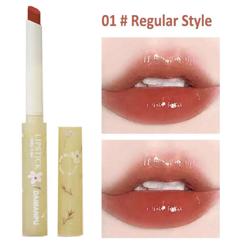 KIMLUD, Jelly Mirror Lipstick Makeup Love Shape Waterproof Non-stick Cup Solid Lip Gloss Clear Long Lasting Moisturizing Lipstick Pen, C01 Regular Style, KIMLUD Womens Clothes