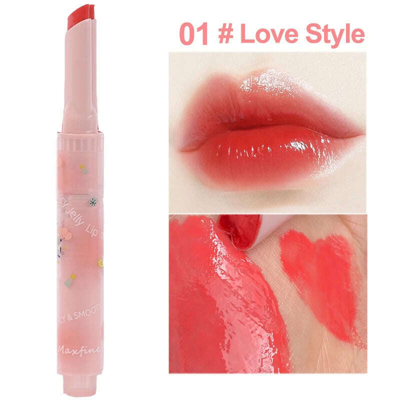 KIMLUD, Jelly Mirror Lipstick Makeup Love Shape Waterproof Non-stick Cup Solid Lip Gloss Clear Long Lasting Moisturizing Lipstick Pen, E01, KIMLUD Womens Clothes