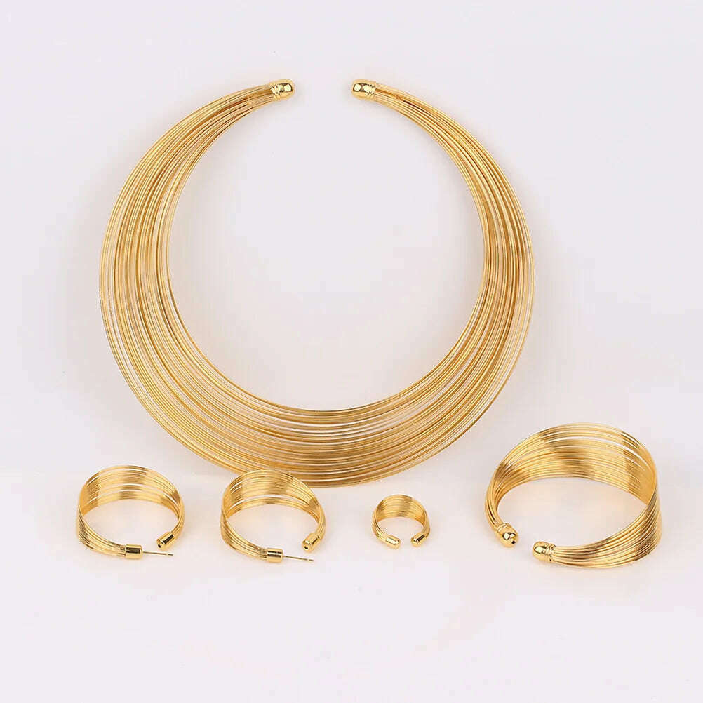 KIMLUD, Jewelry African Womennecklace Suit Earrings Choker Egyptian Africa Ethnic Multiple Strandsbridal National Bohemian Style Rings, KIMLUD Womens Clothes