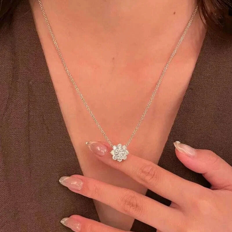 Jewelry Set - Flower Zircon - Sterling Silver - Silver | KIMLUD