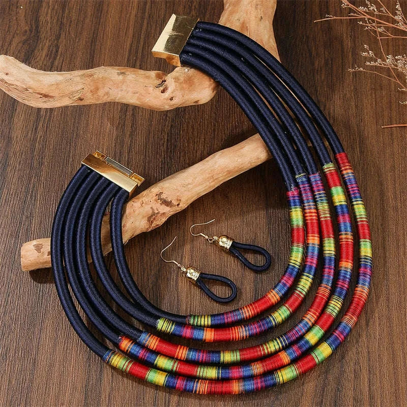 Jewelry Set Multi-Layer Woven Zinc Alloy Gold | KIMLUD
