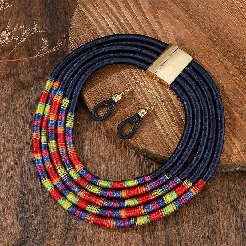 Jewelry Set Multi-Layer Woven Zinc Alloy Gold | KIMLUD