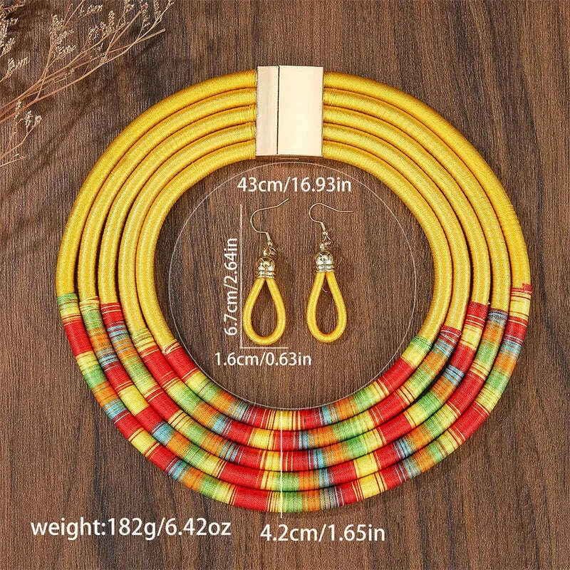 Jewelry Set Multi-Layer Woven Zinc Alloy Gold | KIMLUD