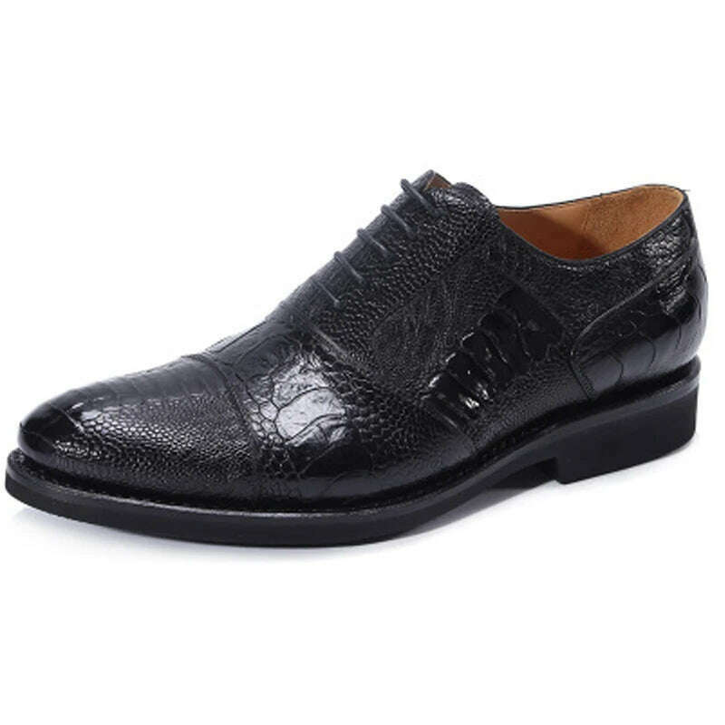 KIMLUD, jineyu new Men shoes  business  leisure  Ostrich leather menshoes  ostrich  Claw skin  Rubber soles  lace-up  Men shoes, KIMLUD Womens Clothes