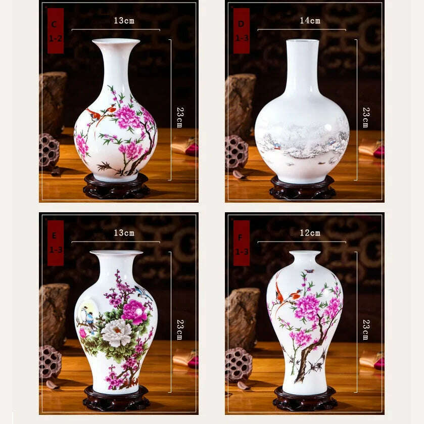 KIMLUD, Jingdezhen Ceramic Vases Pottery Decoration Living Room Flower Arrangement Modern Home Simple TV Cabinet  Ceramic Gift, KIMLUD Womens Clothes