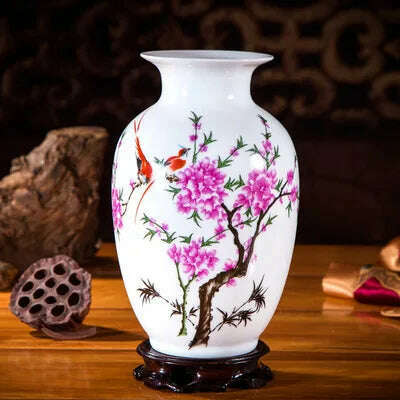 KIMLUD, Jingdezhen Ceramic Vases Pottery Decoration Living Room Flower Arrangement Modern Home Simple TV Cabinet  Ceramic Gift, D3, KIMLUD Womens Clothes