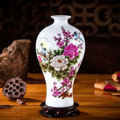KIMLUD, Jingdezhen Ceramic Vases Pottery Decoration Living Room Flower Arrangement Modern Home Simple TV Cabinet  Ceramic Gift, B2, KIMLUD Womens Clothes