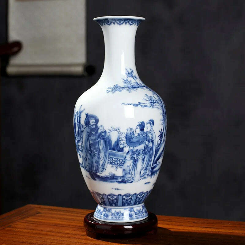 Jingdezhen Ceramics Under-glazed Blue and white porcelain new Chinese style Vase Decoration living room flower arrangement - KIMLUD