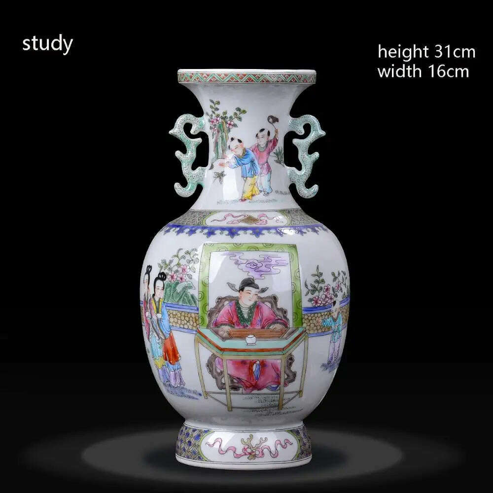 KIMLUD, Jingdezhen Porcelain Vases Hand Painted Ladies' pictures Antique Famille Rose Porcelain Living Room Home Decoration Chinese Vase, G, KIMLUD Womens Clothes