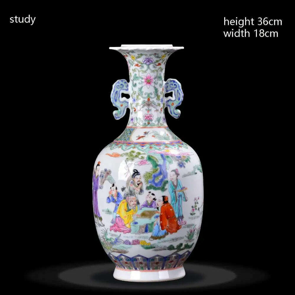 KIMLUD, Jingdezhen Porcelain Vases Hand Painted Ladies' pictures Antique Famille Rose Porcelain Living Room Home Decoration Chinese Vase, F, KIMLUD Womens Clothes