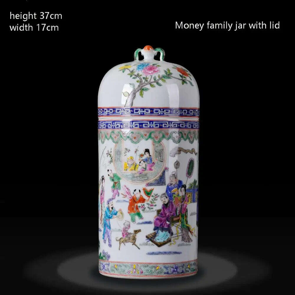 KIMLUD, Jingdezhen Porcelain Vases Hand Painted Ladies' pictures Antique Famille Rose Porcelain Living Room Home Decoration Chinese Vase, B, KIMLUD Womens Clothes