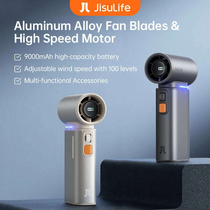 KIMLUD, JISULIFE Portable Turbo Handheld Fan, 100 Winds Speeds Adjustable, 9000 mAh Rechargeable Battery, LED Display, Outdoor Camping, KIMLUD Womens Clothes