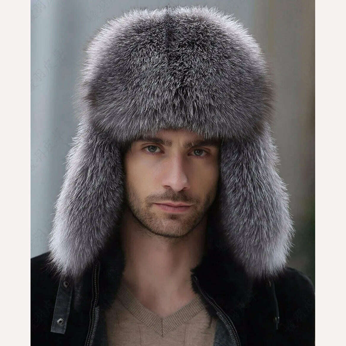 KIMLUD, JKP 2022 Genuine Silver Fox Fur Winter Hats Men Real Raccoon Fur Lei Feng Cap for Russian Keep Warm Bomber Leather Hat 1002, KIMLUD Womens Clothes