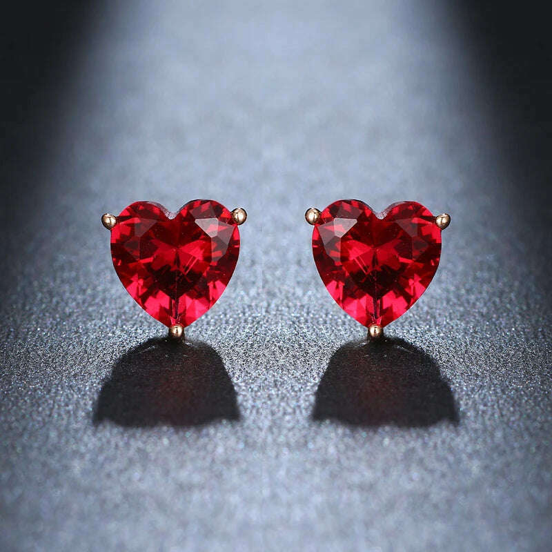 JMK Fashion Red Stone Cubic Zircon Dangle Earrings For Women Bridal Wedding Ruby Gemstone Jewelry Crystal Party Accessories Gift - KIMLUD