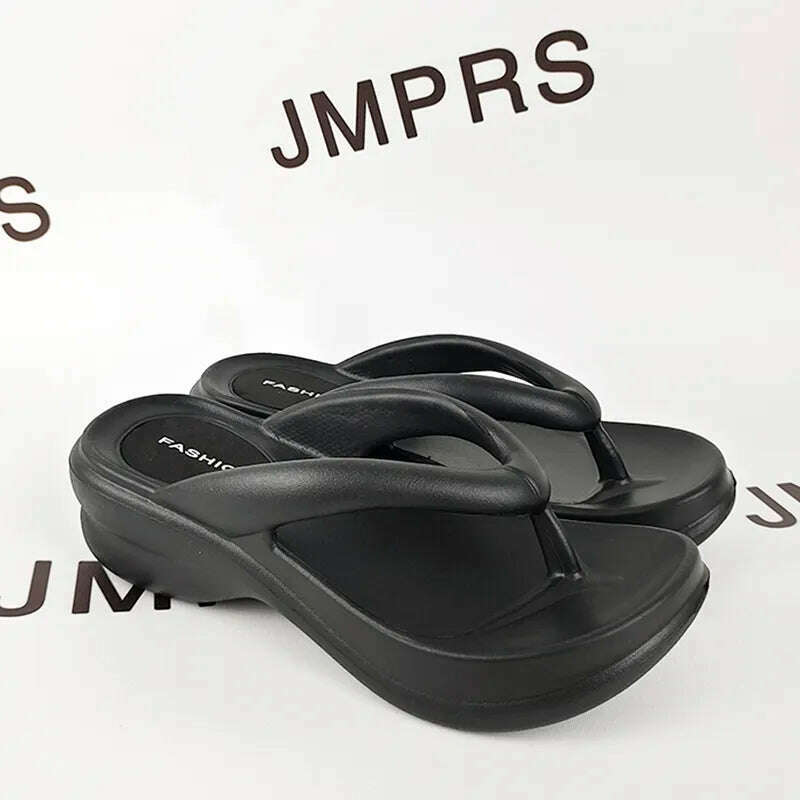 KIMLUD, JMPRS Thick Sole Wedges Flip Flops for Women 2023 Summer Clip Toe Platform Sandals Woman Non Slip Beach Slippers Outdoor Slides, KIMLUD Women's Clothes