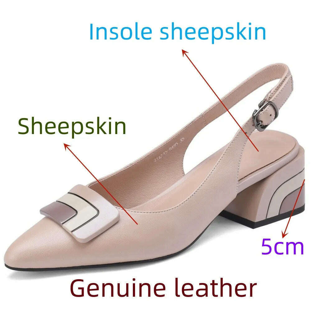 KIMLUD, 【JOCHEBED HU】Summer Genuine Leather Chunky Sandals Sexy Women High Heels Shoes New Brand Party Designer Slingback Slippers Pumps, KIMLUD Women's Clothes