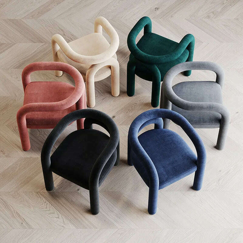 JOYLIVE Armchair Back Vanity Chair Nordic Designer Single Dining Chair Casual Bedroom Household Stool Lazy Couch Dropshipping - KIMLUD