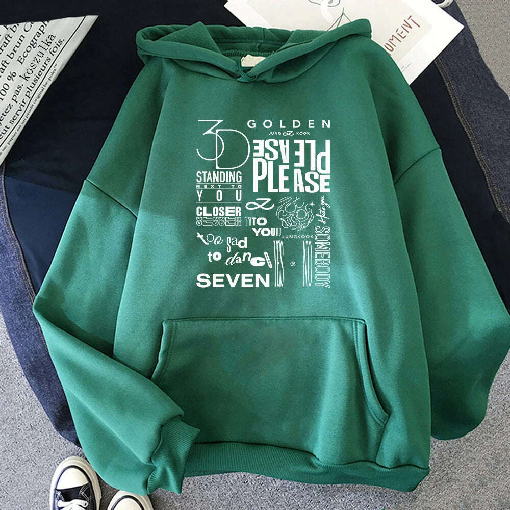 JungKook Golden Hoodie Women Harajuku Standing Next To You Hoodies Unisex Autumn Winter Vintage Seven Pullover Sweatshirts Korea - KIMLUD