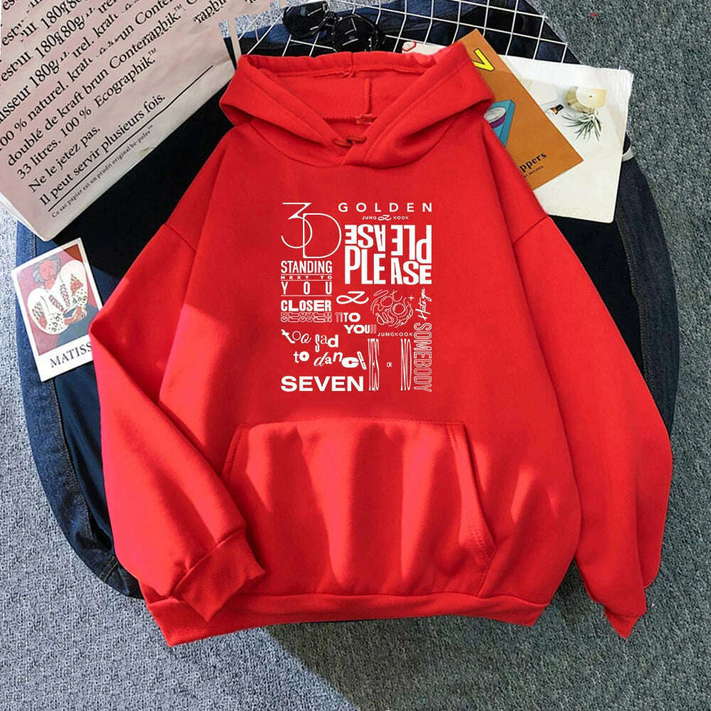 JungKook Golden Hoodie Women Harajuku Standing Next To You Hoodies Unisex Autumn Winter Vintage Seven Pullover Sweatshirts Korea - KIMLUD