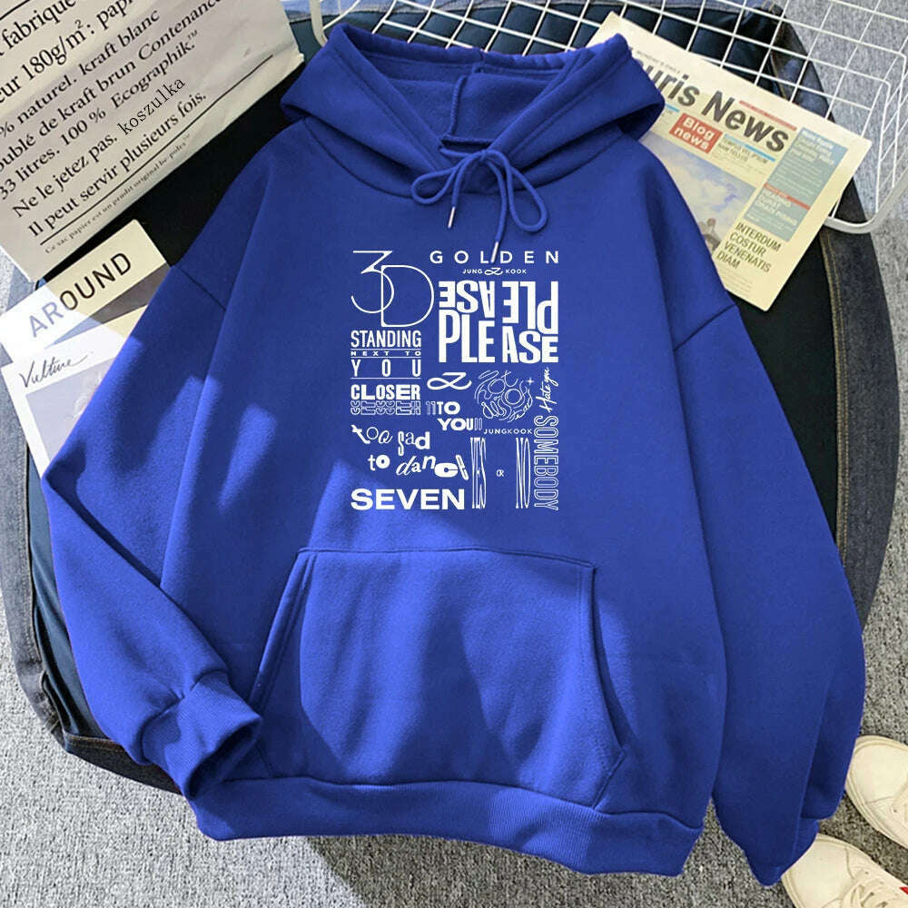 JungKook Golden Hoodie Women Harajuku Standing Next To You Hoodies Unisex Autumn Winter Vintage Seven Pullover Sweatshirts Korea - KIMLUD