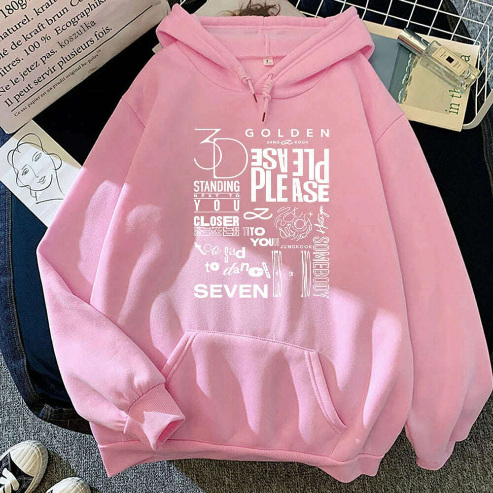 JungKook Golden Hoodie Women Harajuku Standing Next To You Hoodies Unisex Autumn Winter Vintage Seven Pullover Sweatshirts Korea - KIMLUD