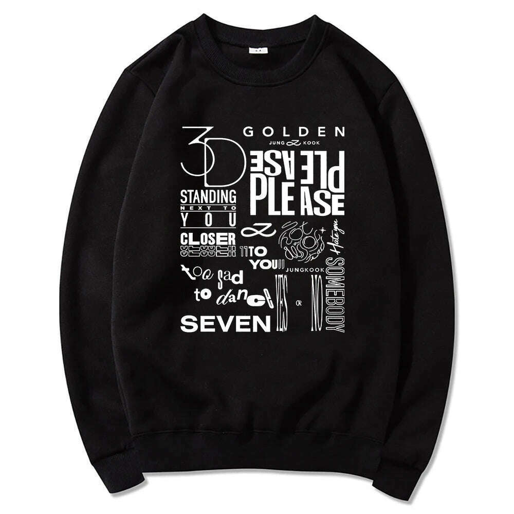 JungKook Golden Hoodie Women Harajuku Standing Next To You Hoodies Unisex Autumn Winter Vintage Seven Pullover Sweatshirts Korea - KIMLUD