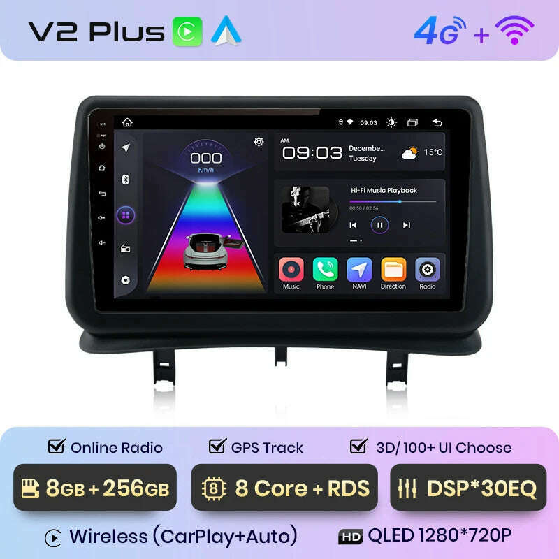 KIMLUD, Junsun V1 AI Voice Wireless CarPlay Android Auto Radio for Renault Clio 3 2005-2014 4G Car Multimedia GPS 2din autoradio, V2Plus (8G 256G) 3D / CHINA, KIMLUD APPAREL - Womens Clothes