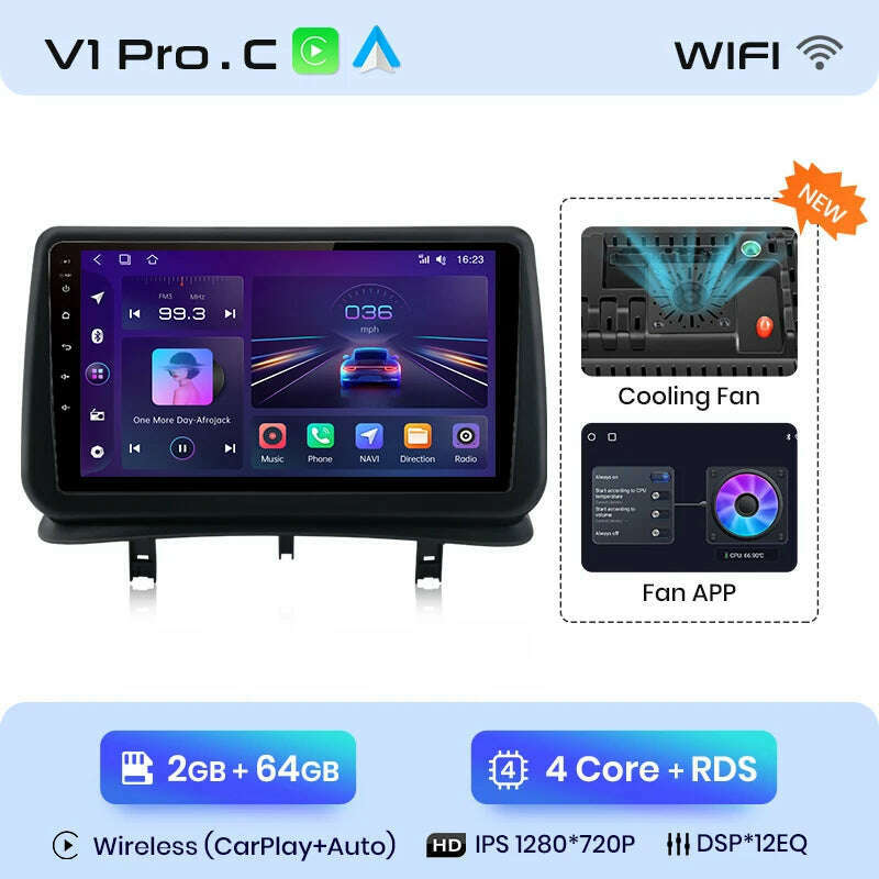 KIMLUD, Junsun V1 AI Voice Wireless CarPlay Android Auto Radio for Renault Clio 3 2005-2014 4G Car Multimedia GPS 2din autoradio, V1 Pro C (2G 64G) / france, KIMLUD APPAREL - Womens Clothes