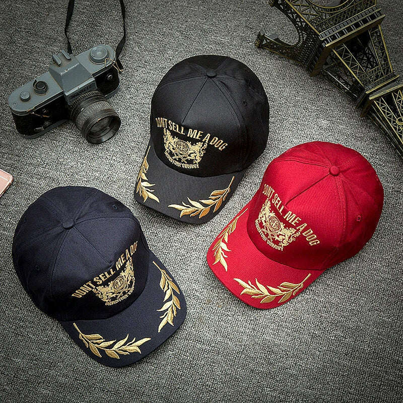 K43 New Trendy Men&#39;s Baseball Cap Golden Wheat Ear Leisure Sun Hat Outdoor Casual Embroidered Caps Black Sport Hats - KIMLUD