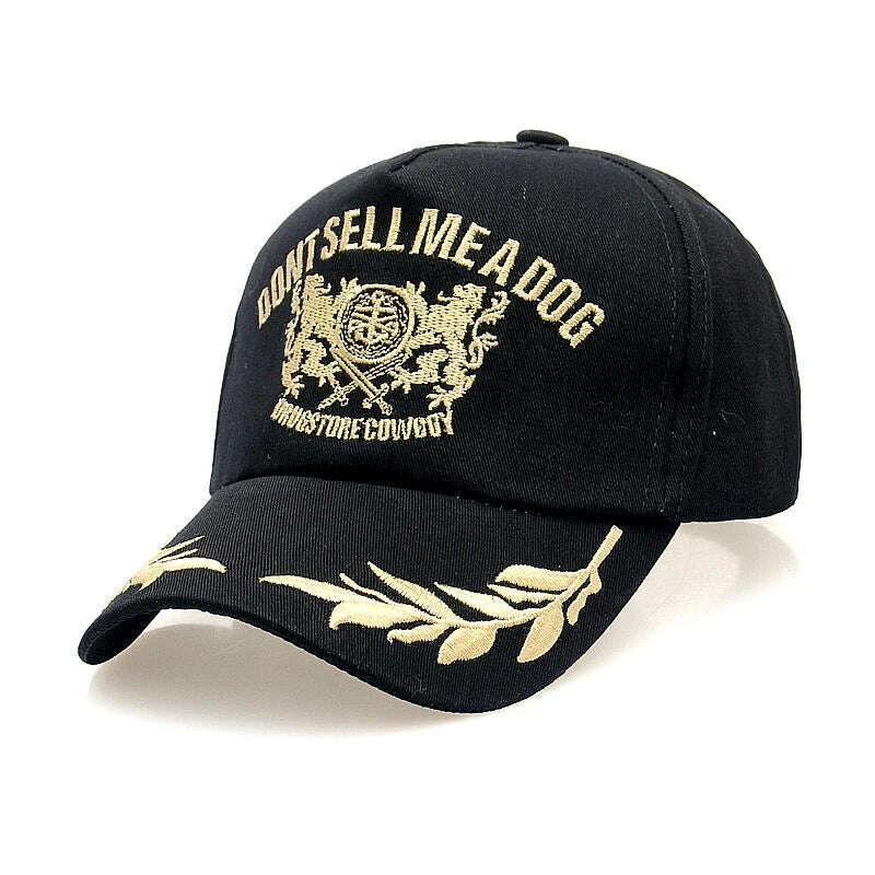 KIMLUD, K43 New Trendy Men&#39;s Baseball Cap Golden Wheat Ear Leisure Sun Hat Outdoor Casual Embroidered Caps Black Sport Hats, K43-Black, KIMLUD Womens Clothes
