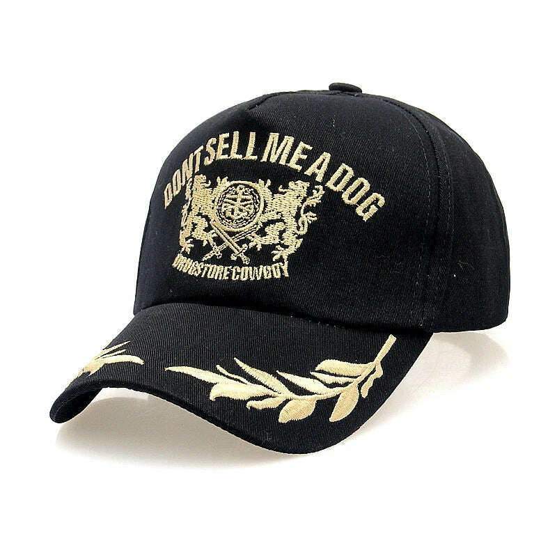 K43 New Trendy Men&#39;s Baseball Cap Golden Wheat Ear Leisure Sun Hat Outdoor Casual Embroidered Caps Black Sport Hats - KIMLUD