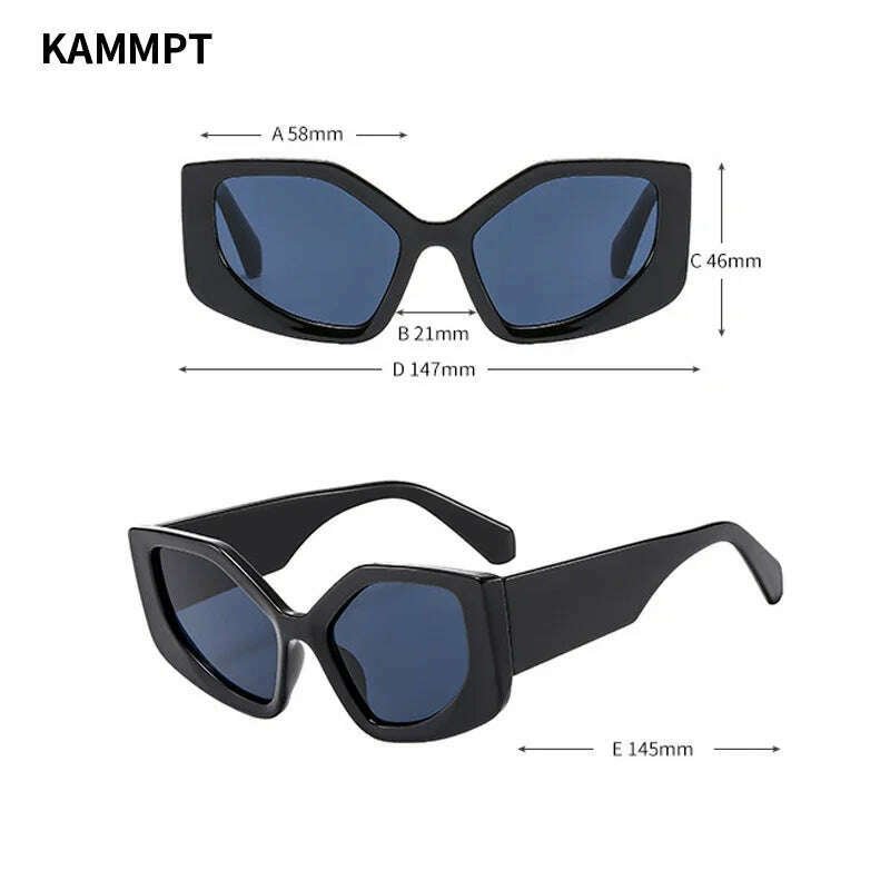 KIMLUD, KAMMPT New Polygon Women Sunglasses Vintage Multi Gradient Candy Color Shades 2023 Trendy Brand Designer Travelling Eyewear, KIMLUD Women's Clothes