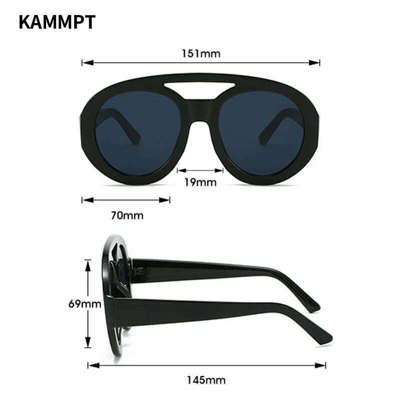 KIMLUD, KAMMPT Oversized Round Goggle Men Fashion Double Bridge Gradient Candy Color Women Shades Eyewear Trendy New UV400 Sun Glasses, KIMLUD Womens Clothes