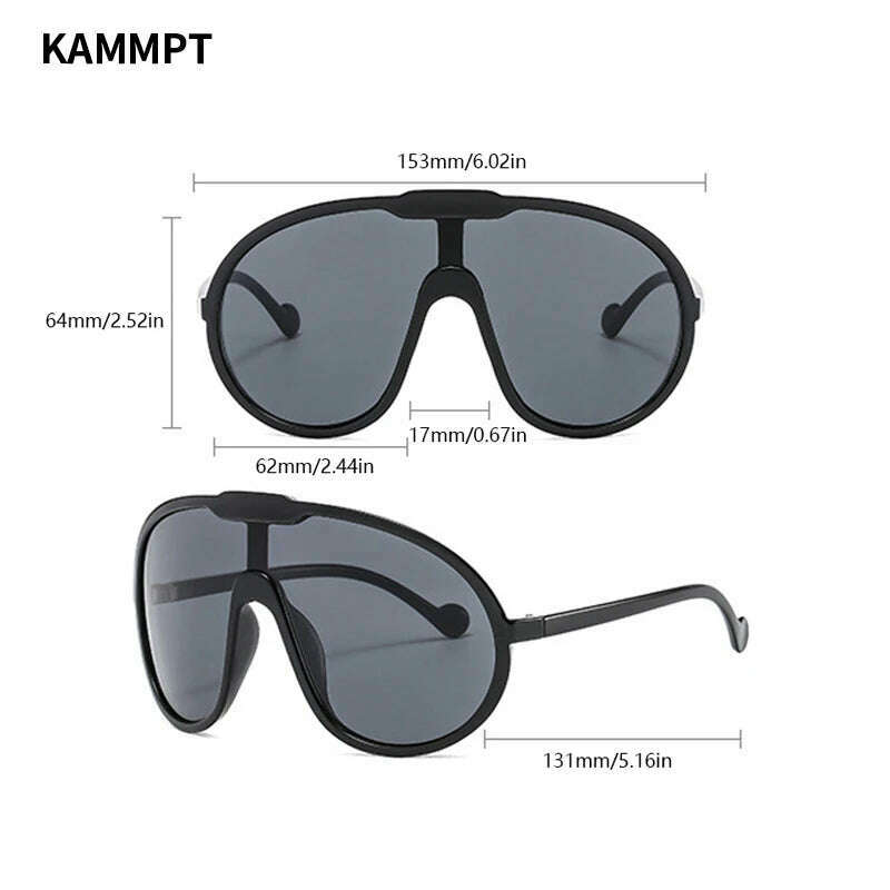 KIMLUD, KAMMPT Oversized Wind Goggle Women Fashion Monoblock Outdoor Sunglasses New Trendy Brand Design UV400 Protection Shades Eyewear, KIMLUD Women's Clothes
