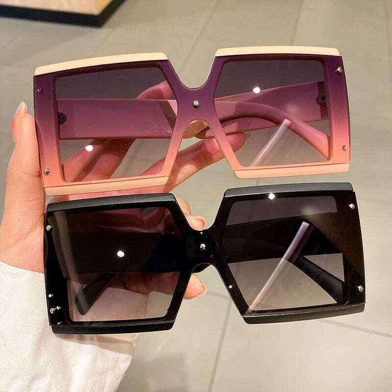 KIMLUD, KAMMPT Square Oversized One-pieces Sunglasses Men Women Trendy Gradient Goggle Eyewear Fashion Luxury Brand Design Sun Glasses, KIMLUD Womens Clothes