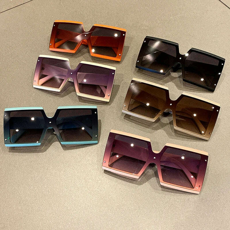 KIMLUD, KAMMPT Square Oversized One-pieces Sunglasses Men Women Trendy Gradient Goggle Eyewear Fashion Luxury Brand Design Sun Glasses, KIMLUD Women's Clothes