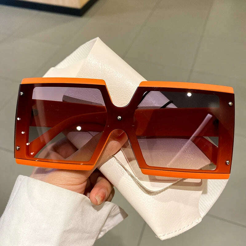 KIMLUD, KAMMPT Square Oversized One-pieces Sunglasses Men Women Trendy Gradient Goggle Eyewear Fashion Luxury Brand Design Sun Glasses, orange-gradient grey / as picture, KIMLUD Womens Clothes