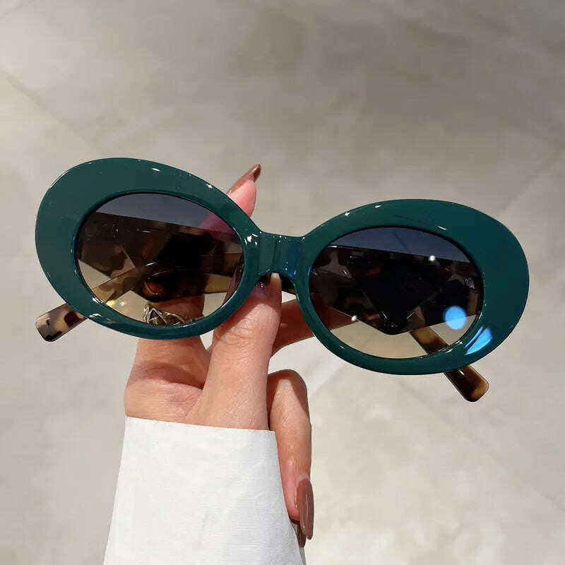 KIMLUD, KAMMPT Vintage Oval Sunglasses Women 2023 New in Fashion Cat Eye Gradient Shades Eyewear Trendy Luxury Brand Design Sun Glasses, KIMLUD Womens Clothes