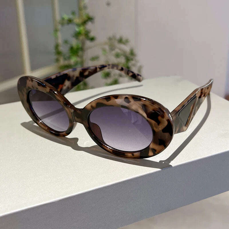 KIMLUD, KAMMPT Vintage Oval Sunglasses Women 2023 New in Fashion Cat Eye Gradient Shades Eyewear Trendy Luxury Brand Design Sun Glasses, KIMLUD Womens Clothes