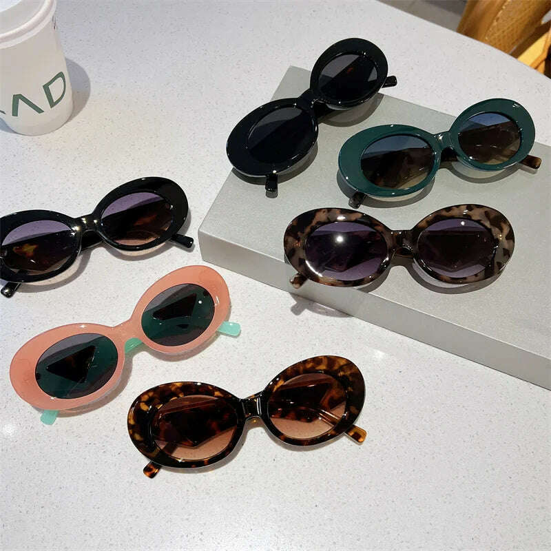 KIMLUD, KAMMPT Vintage Oval Sunglasses Women 2023 New in Fashion Cat Eye Gradient Shades Eyewear Trendy Luxury Brand Design Sun Glasses, KIMLUD Womens Clothes