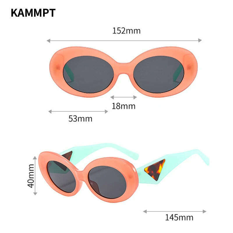 KIMLUD, KAMMPT Vintage Oval Sunglasses Women 2023 New in Fashion Cat Eye Gradient Shades Eyewear Trendy Luxury Brand Design Sun Glasses, KIMLUD Womens Clothes