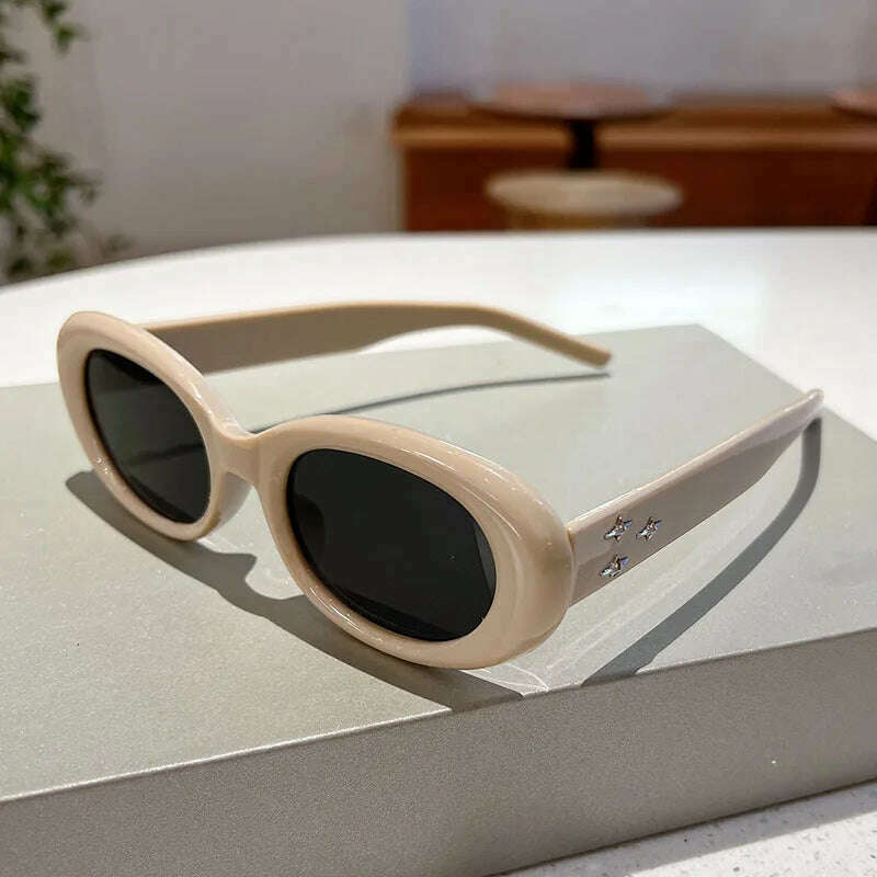 KAMMPT Vintage Oval Sunglasses Women Fashion Ins New Trendy Candy Color Shades Eyewear Luxury Brand Deisgn UV400 Sun Glasses - KIMLUD