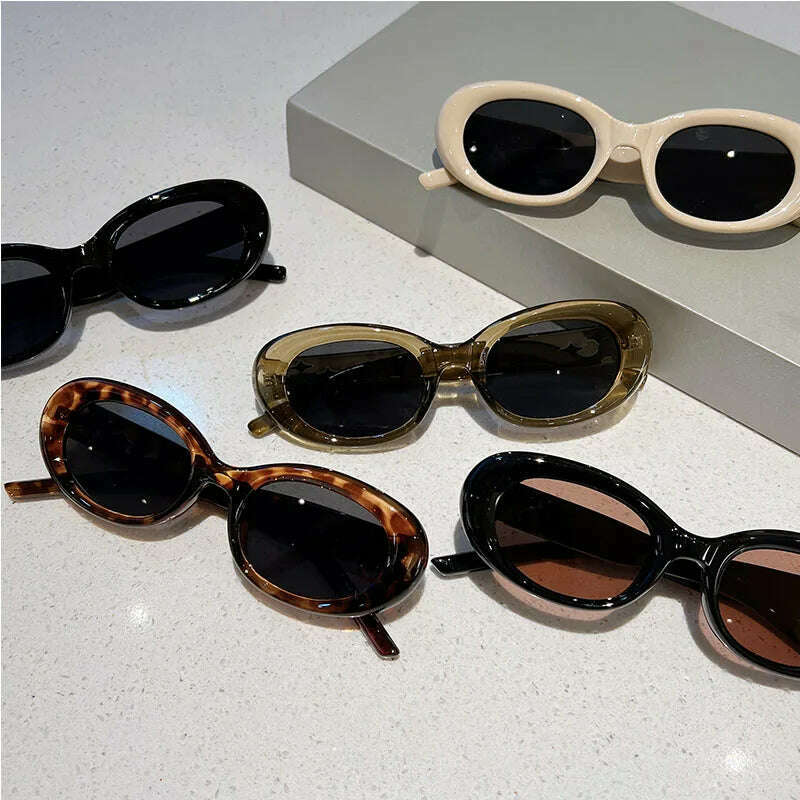 KAMMPT Vintage Oval Sunglasses Women Fashion Ins New Trendy Candy Color Shades Eyewear Luxury Brand Deisgn UV400 Sun Glasses - KIMLUD