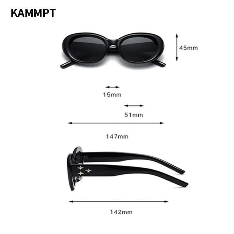 KAMMPT Vintage Oval Sunglasses Women Fashion Ins New Trendy Candy Color Shades Eyewear Luxury Brand Deisgn UV400 Sun Glasses - KIMLUD